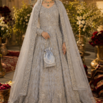 Silver grey luxury embellished walima maxi