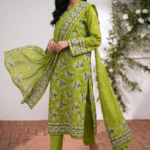 Elegant eastern printed lawn suit with floral patterns