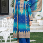 Royal navy printed lawn unstitched suit for women