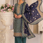 Royal blue Swiss lawn unstitched suit with elegant dupatta