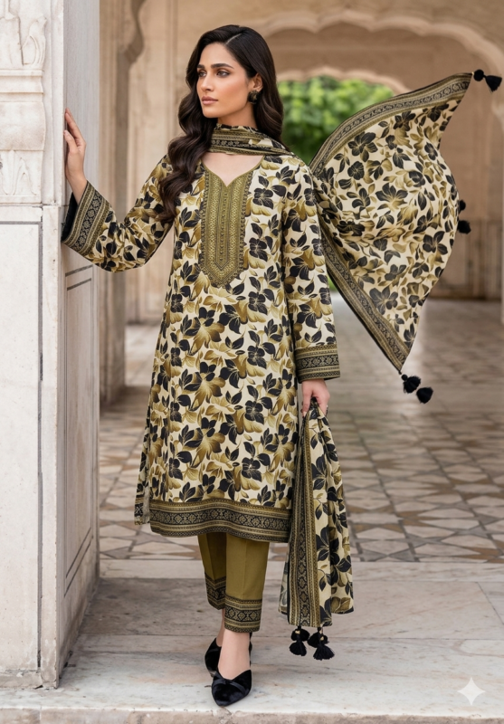 Graceful ethnic printed lawn suit for women