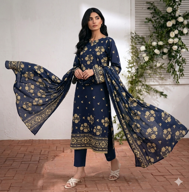 Festive floral printed lawn suit for women collection