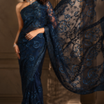 Midnight navy luxury unstitched saree for women