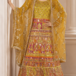 Multicolor Mirror Work Mehndi Bridal Lehenga