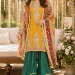 Green Gharara with Yellow Kurti Traditional Dress