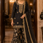 Classic Black Luxury Sharara Dress for Women