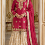 Rose Pink Kurti with Skin Sharara Dress