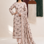 Dusty Nude Digital Printed Embroidered Lawn Suit