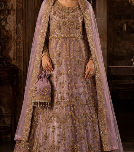 Lavender purple hand embellished walima maxi dress