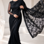 Classic black luxury stitched saree for women