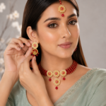 Golden Red Royal Fine Choker Jewelry Set