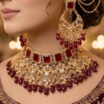 Maroon Crown Heritage Bridal Jewelry Set