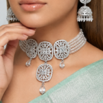 Silver Crystal Frost Choker Jewelry Set