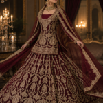 Maroon Luxury Bridal Barat Lehenga Dress