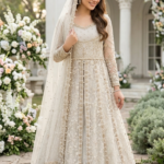 Elegant White Handmade Party Wear Maxi