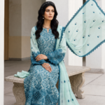 Azure Depth Premium Unstitched Party Wear 3-Piece Suit