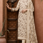 Warm Beige Digital Printed Embroidered Lawn Suit
