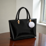 Midnight Gloss Luxury Black Leather Handbag
