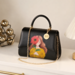 Midnight Muse Artistic Black Leather Handbag