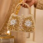 Golden Pearl Crystal Luxe Bridal Clutch Bag