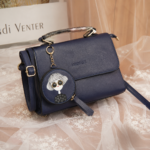 Midnight Kitty Charm Premium Leather Handbag