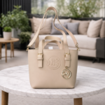 Ivory Beige Classic Leather Handbag