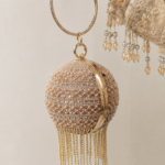 Golden Orb Pearl Drop Premium Bridal Clutch Bag