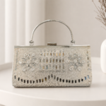 Luna Frost Silver Pearl Luxury Bridal Clutch Bag