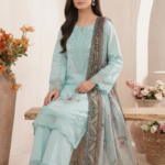 Sky Breeze Embroidered Stitched 3-Piece Suit