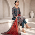 Charcoal Crimson Elegance Luxury 3-Piece Suit