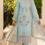 Sky Blue Stitched Luxury Embroidered Suit