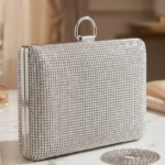 White Crystal Pearl Bridal Clutch Bag