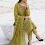Mehndi Silver Royale Luxury Stitched 3-Piece Suit