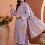Lavender Bloom Embroidered Stitched 3-Piece Suit