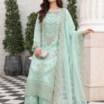Sky Elegance Premium Embroidered 3-Piece Suit