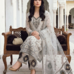 Monochrome Elegance Premium Unstitched Party Wear 3-Piece Suit